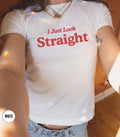 Subtle Lesbian Baby Tee Butch Bait Sapphic Shirt WLW Gift Ideas Femme Lesbian Pride Girlfriend Gift Queer FashionI Just Look Straight Graphic Tee – Fan Favorite · Perfect For Daily Wear