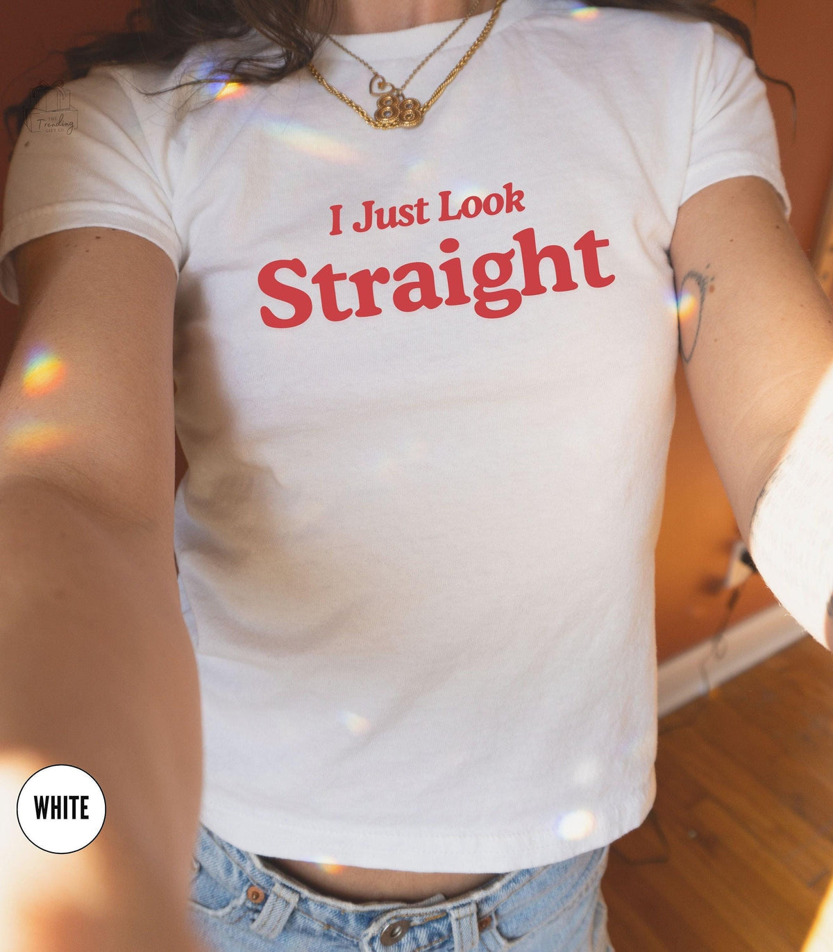 Subtle Lesbian Baby Tee Butch Bait Sapphic Shirt WLW Gift Ideas Femme Lesbian Pride Girlfriend Gift Queer FashionI Just Look Straight Graphic Tee – Fan Favorite · Perfect For Daily Wear