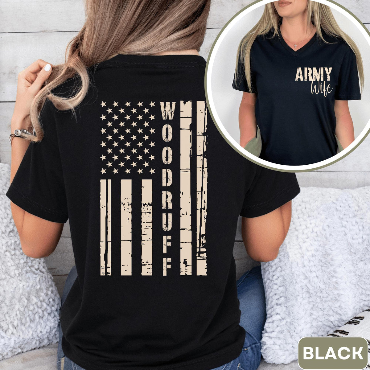 Custom Military V neck Shirt for Women Graphic Tee – Premium Graphic · Great Gift For Fans