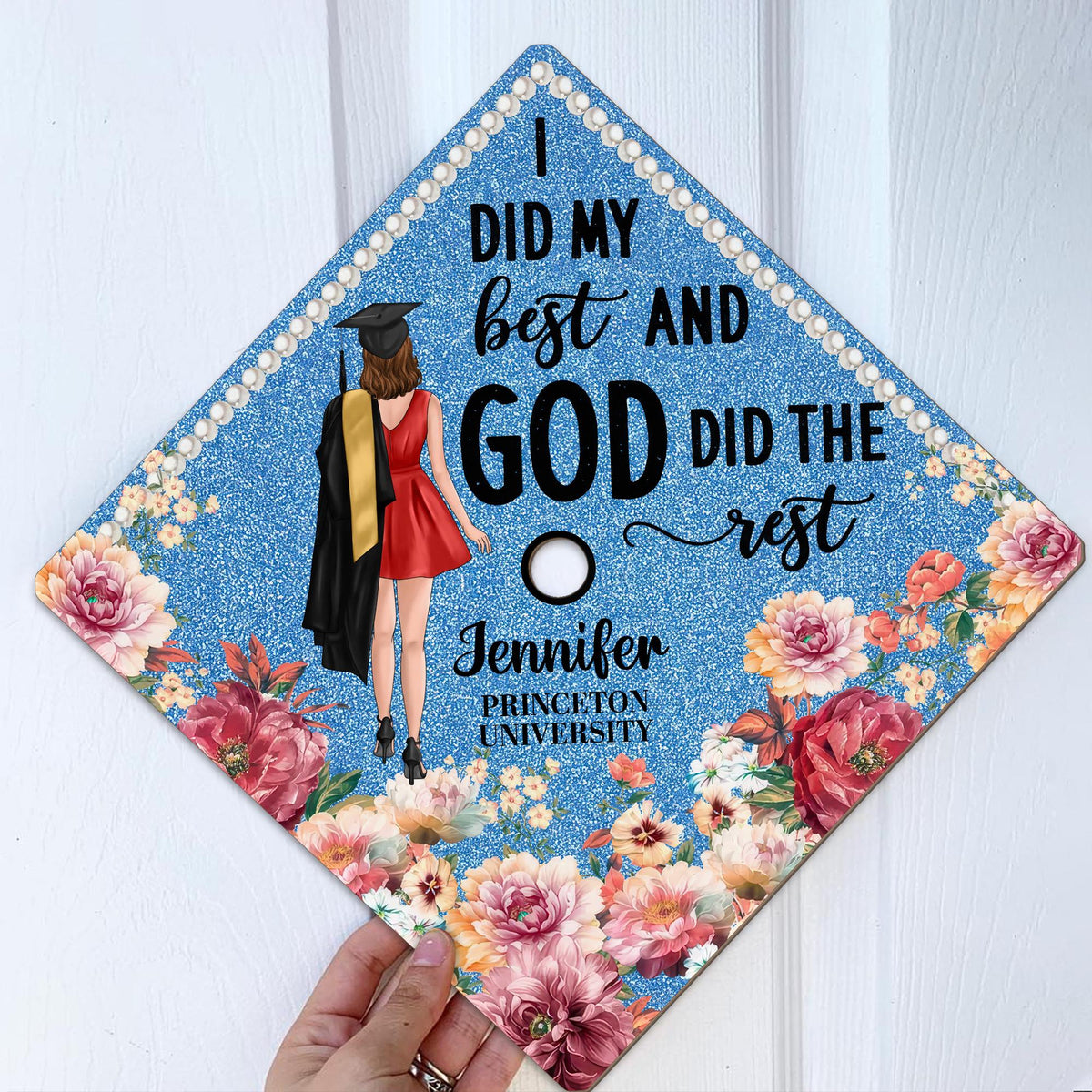 I Did My Best God Did The Rest Custom Grad Cap Topper Personalized Cap Custom Grad Cap First Gen Graduate Grad Cap Graduation Decor Graphic Tee – Premium Graphic · Perfect For Daily Wear