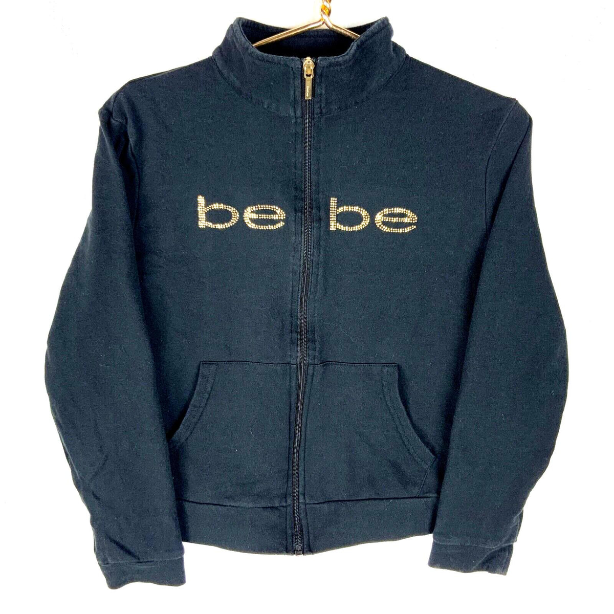 BeBe Rhinestone Women39s Sweatshirt Large Black Full Zip Y2k Sweatshirt – Easygoing Wear · Perfect For Daily Wear