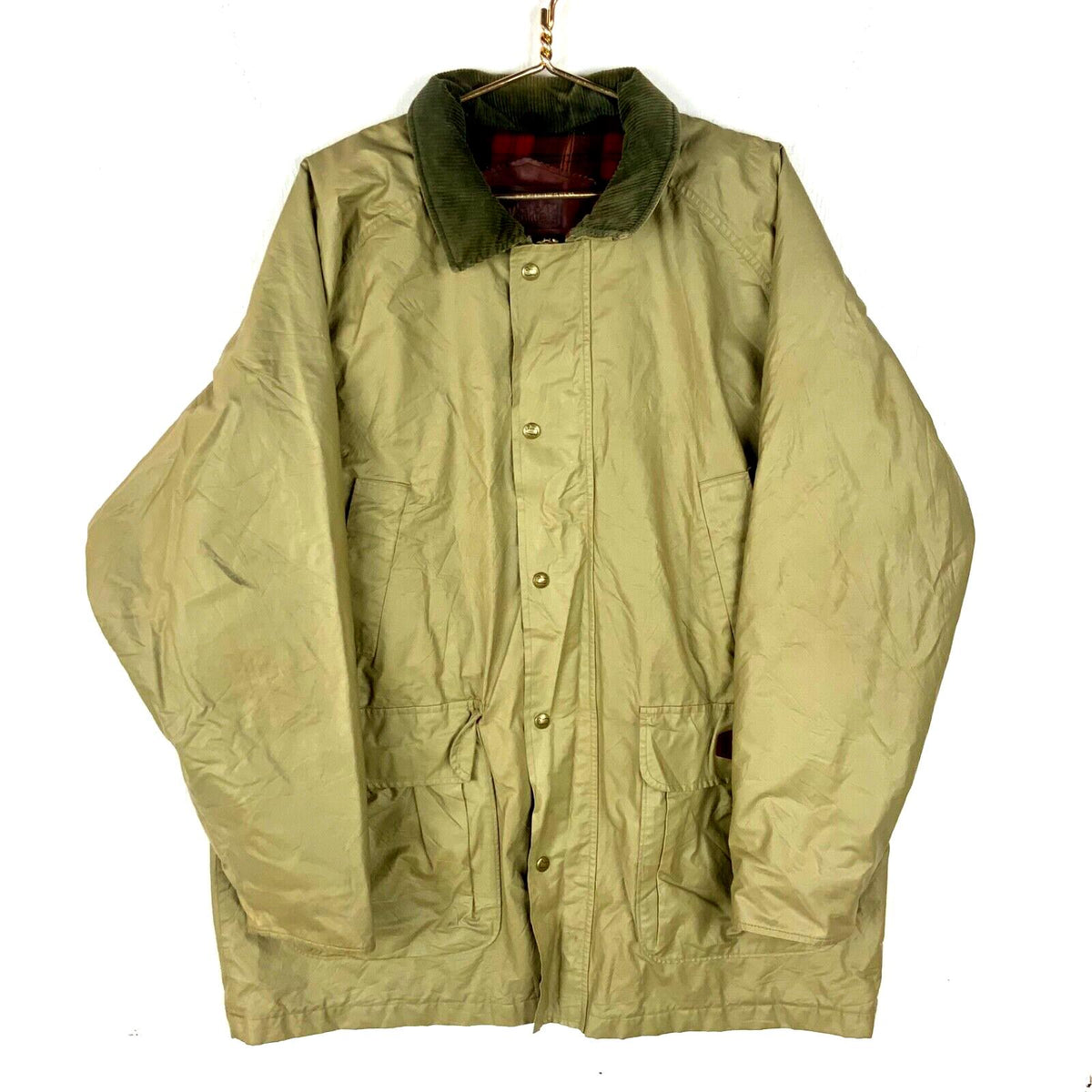 Vintage Woolrich Waxed Canvas Hunting Jacket XL Beige Full Zip Plaid Lined Graphic Tee – Easygoing Wear · Great Gift For Fans