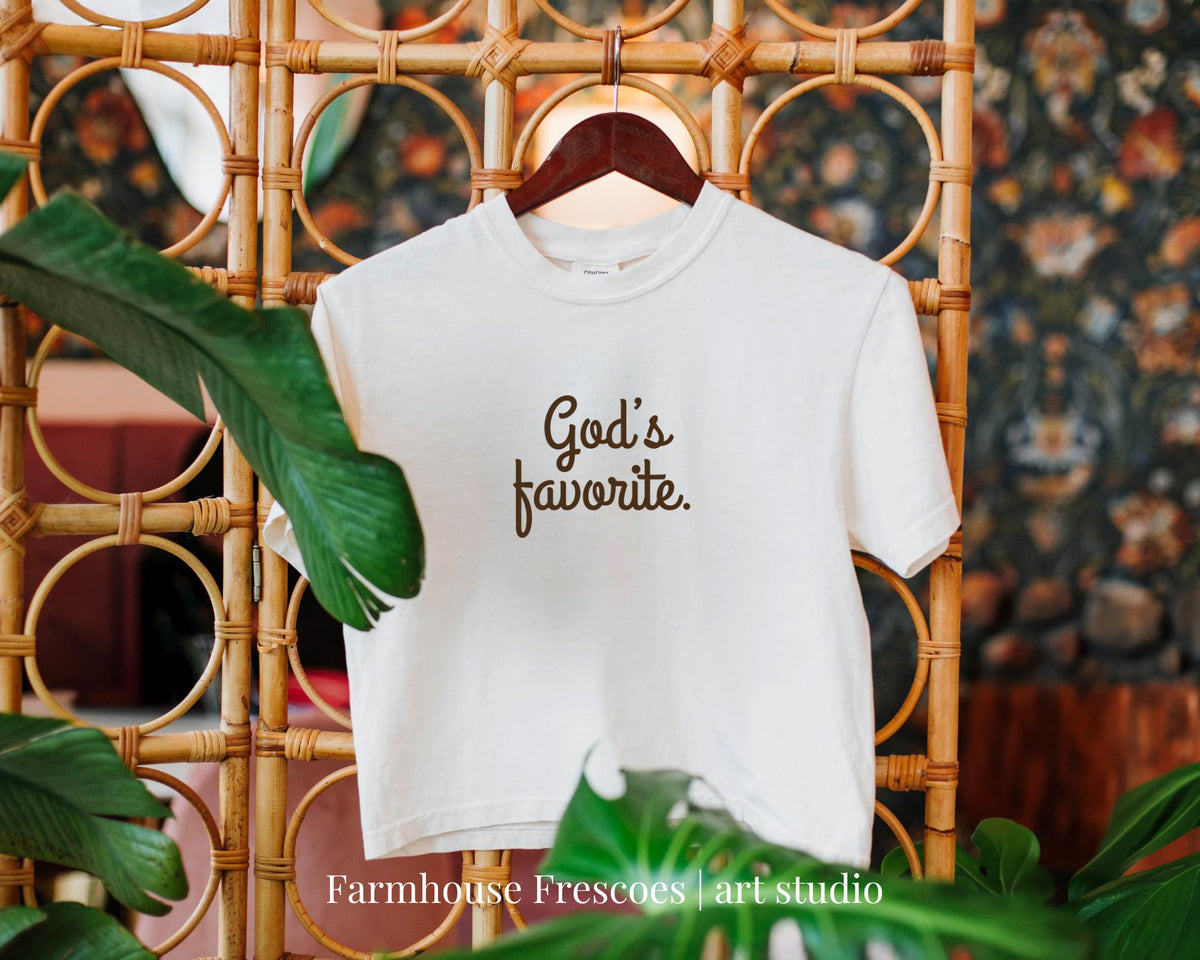 God39s Favorite womens crop top Cute and Trendy Gift for her Gift For GF Funny Graphic Crop Top Summer Crop Top Graphic Tee – Bold Style · Trending Graphic Apparel