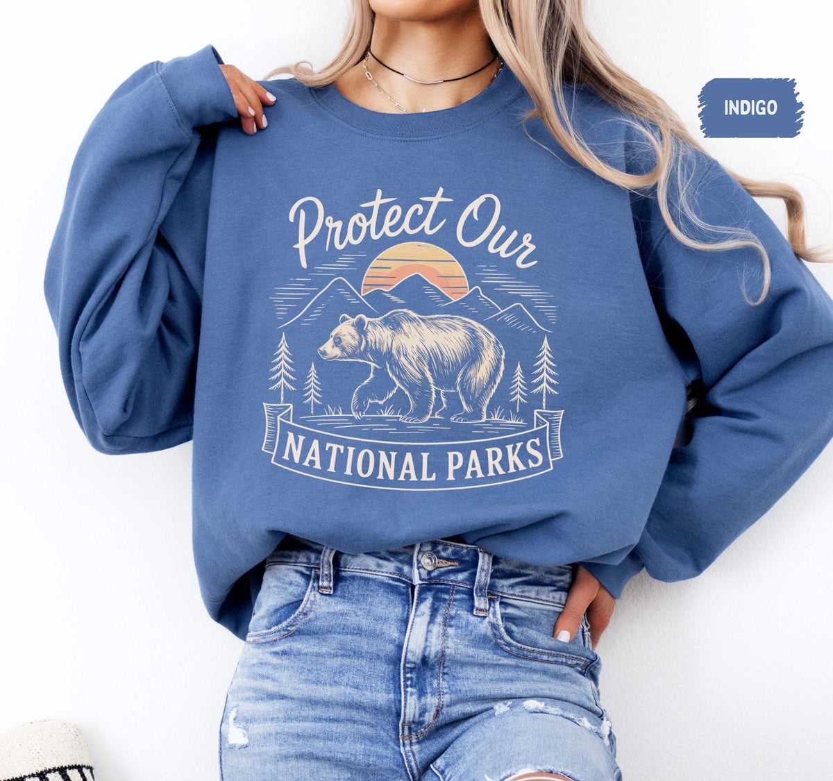 National Parks Advocacy Sweatshirt Environmental Conservation Jumper Outdoor Nature Lover Gift Earth Day Shirt EcoFriendly Crewneck Sweatshirt – Feel-Good Design · High-Quality Print