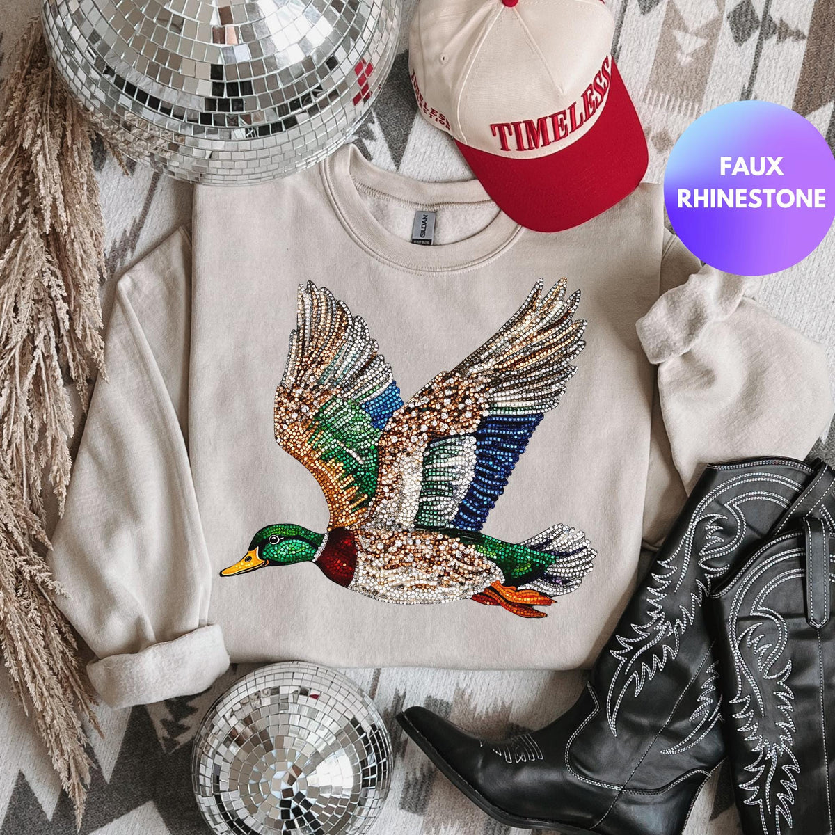 Faux Rhinestone Mallard Sweatshirt Mallard Shirt Outdoorsy Shirt Duck Sweatshirt Mallard Sweater Sweatshirt – Warm & Stylish · Perfect For Daily Wear