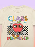 Class Dismissed Last Day of School Teacher Tee Shirt with Groovy Retro Vibe End of School Year Matching Elementary School Teacher TShirt Graphic Tee – Feel-Good Design · Perfect For Daily Wear