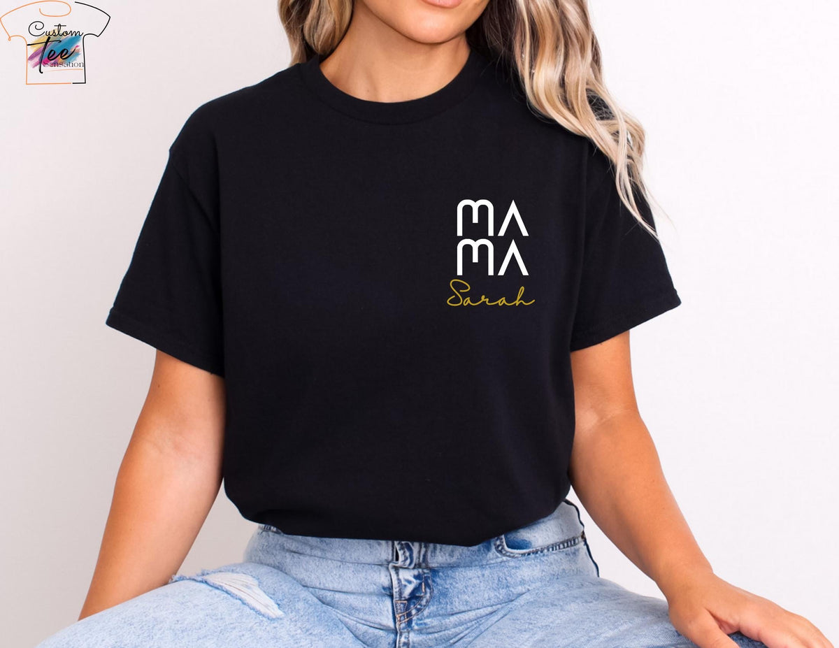 MAMA T shirt Personalized with Name Mother Shirt Gift Nana Custom with Name Mom Tshirt Dad Announcement Shirts Mother Days gift 2025 Graphic Tee – Soft Feel · Perfect For Daily Wear
