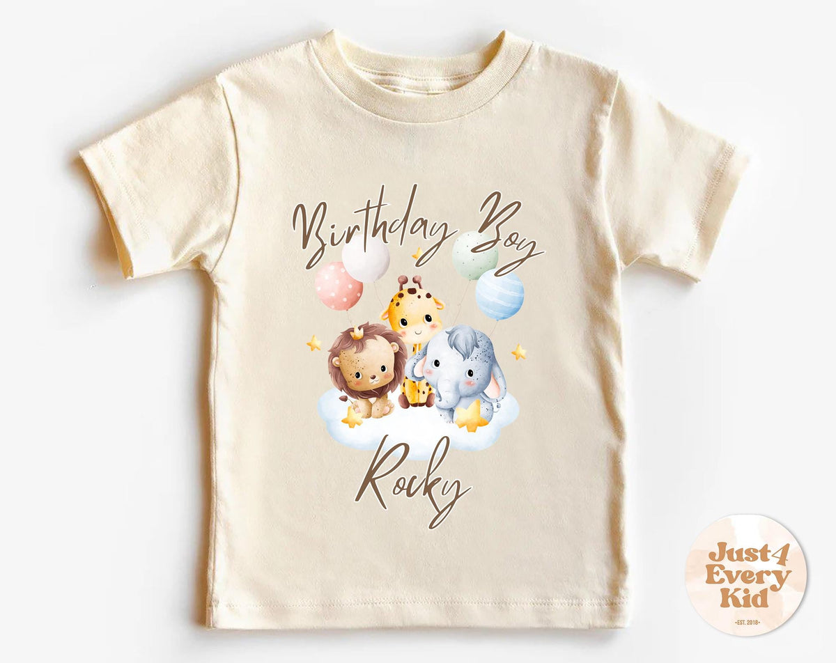 Personalized Birthday Animals Boy Shirt Birthday Boy Toddler Shirt The Birthday Boy Kids Shirt Personalized Birthday Baby Bodysuit Wild Graphic Tee – Aesthetic Look · Great Gift For Fans