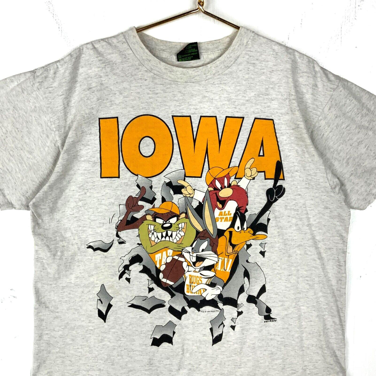 Vintage Looney Tunes Tshirt XL Gray Made In Usa 1994 Ncaa Iowa Hawkeyes 90s Graphic Tee – Soft Feel · Great Gift For Fans