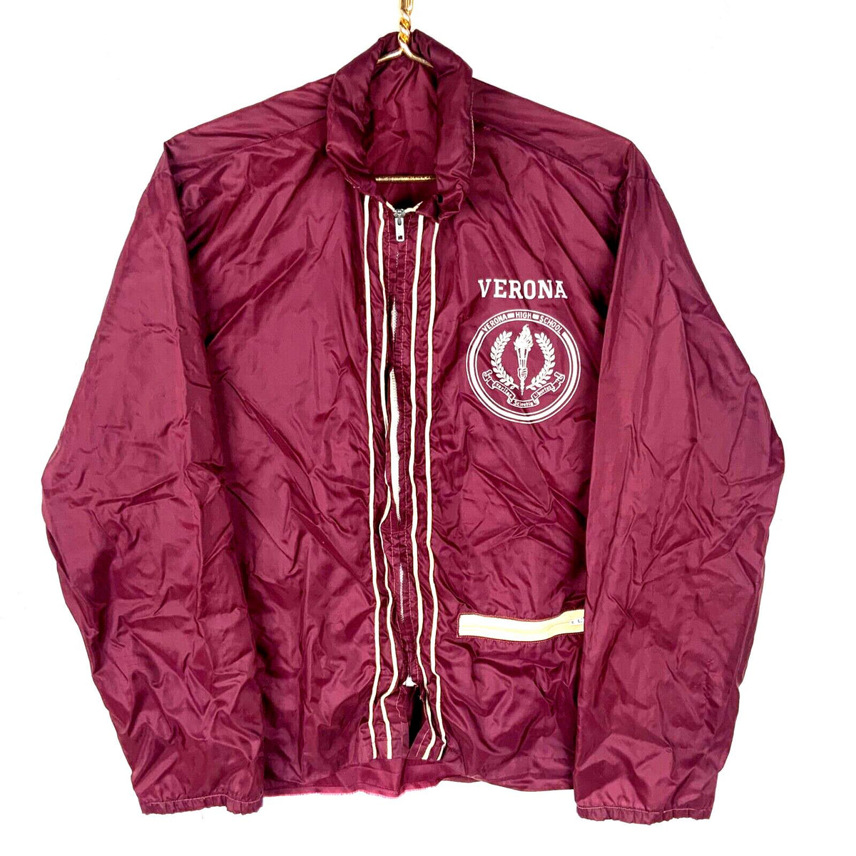 Vintage Champion Windbreaker Jacket Medium Red Full Zip University Of Verona 70s Graphic Tee – Warm & Stylish · Must-Have Style