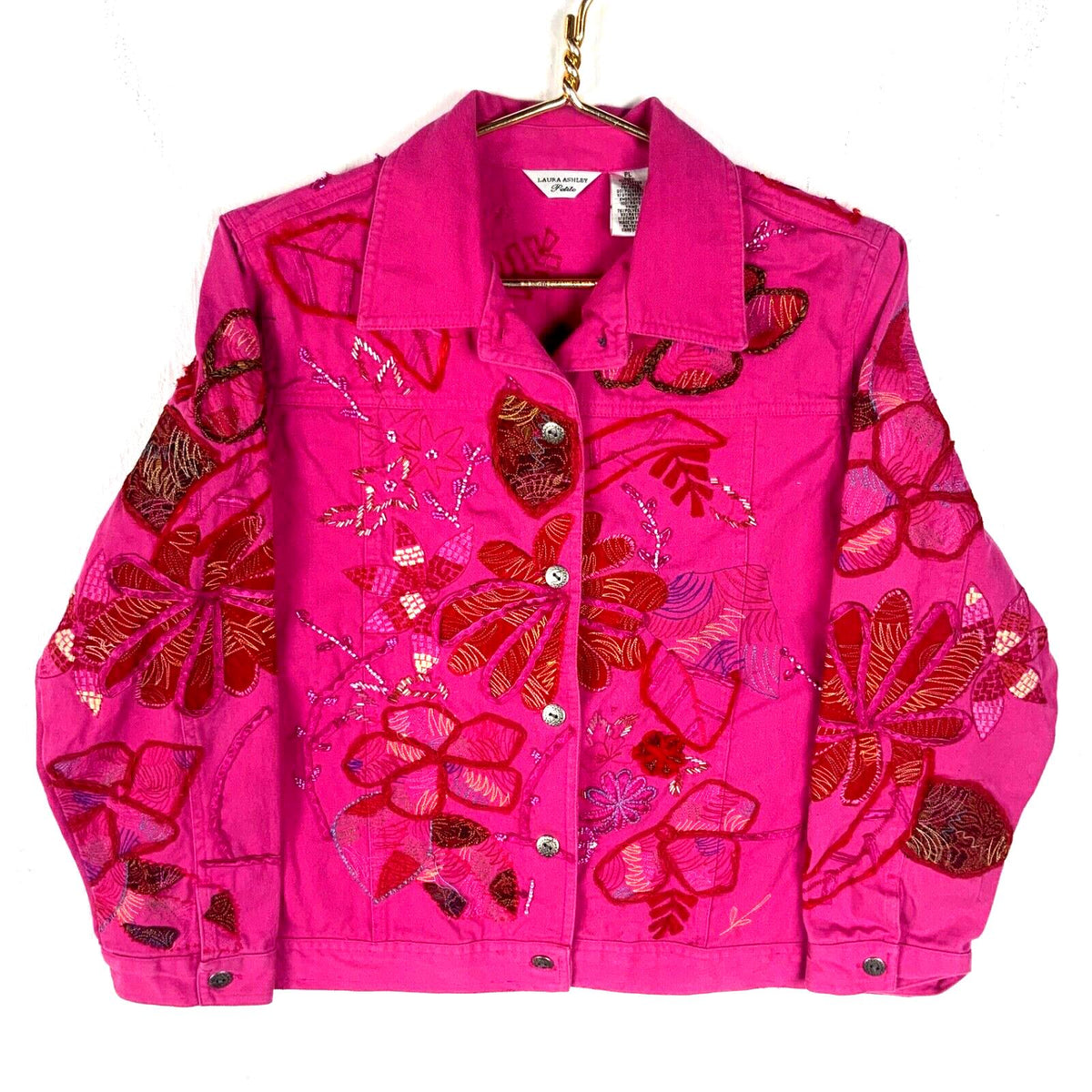 Vintage Laura Ashley Women39s Light Jacket PL Pink Embroidered Floral Graphic Tee – Cozy Vibes · Must-Have Style