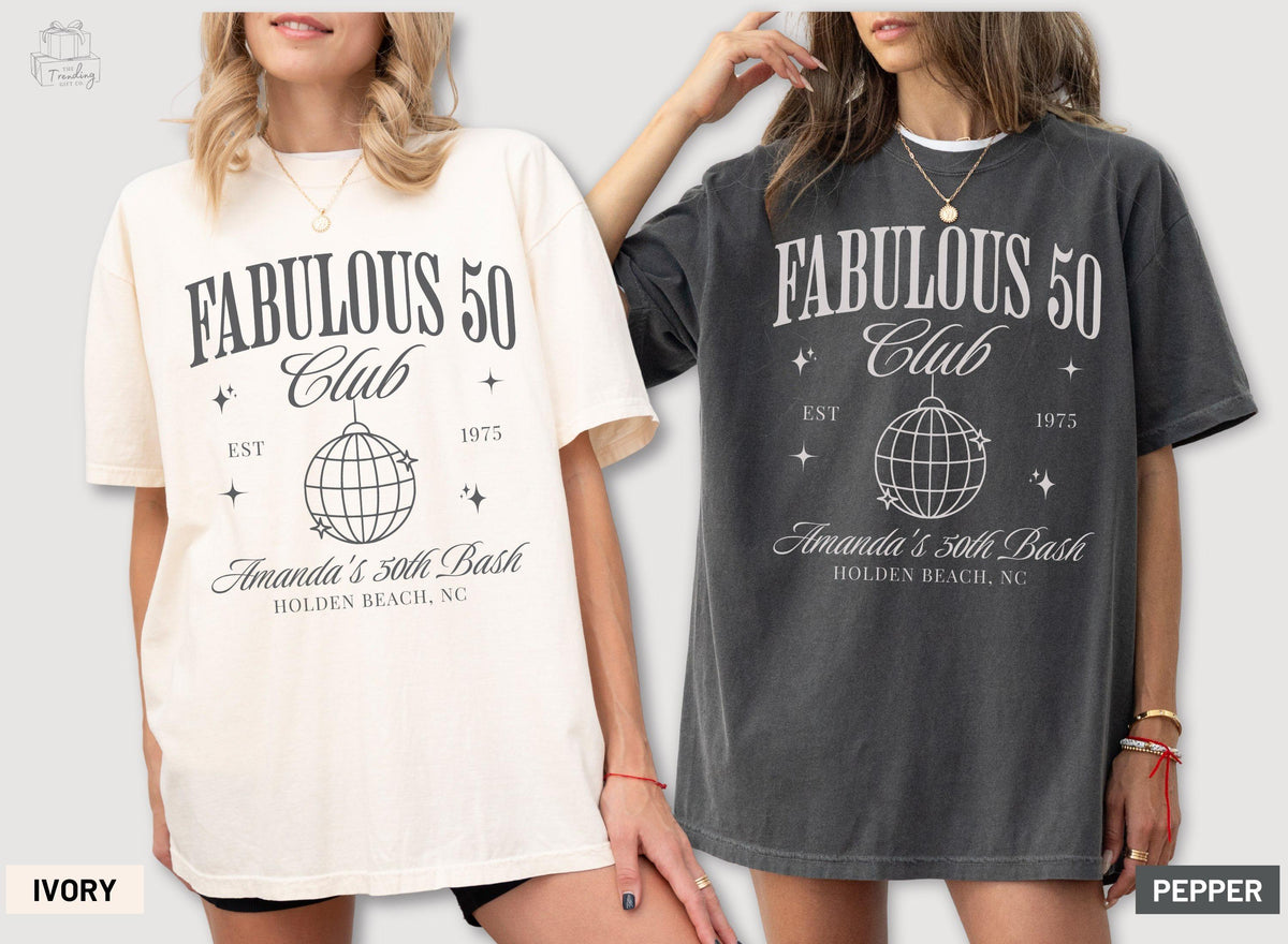 Comfort Colors 50th Birthday Shirt Custom Social Club Tshirt Disco Birthday Party TeePersonalized 50th Group Shirt 50th Birthday Gift Her Graphic Tee – Fan Favorite · Great Gift For Fans