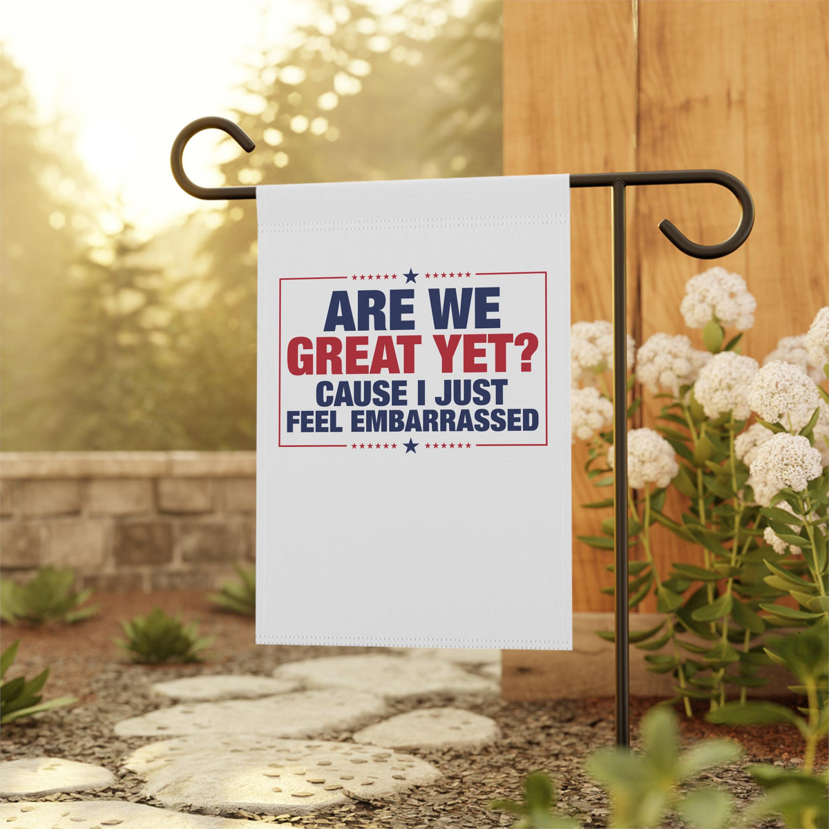 Are We Great Yet Because I just Feel Embarrassed Anti Maga Anti Trump Fuck Trump Flag Anti Trump Flag Anti Racism Resist Graphic Tee – Easygoing Wear · High-Quality Print