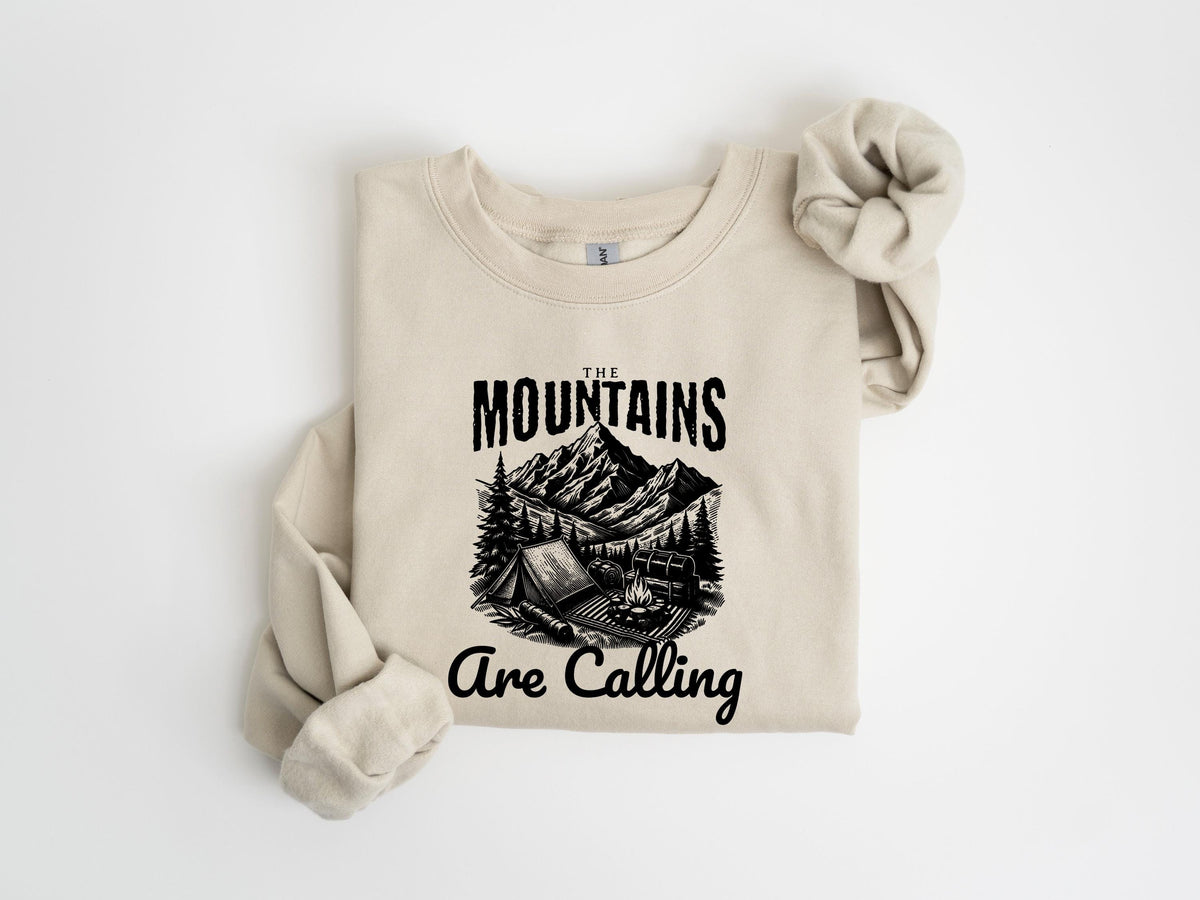Retro Mountains Crewneck Sweater Take Me To The Mountains Mystical Mountain Outdoors Crewneck Camping Sweater Wilderness Travel Wander Graphic Tee – Soft Feel · Perfect For Daily Wear