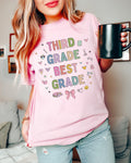 Third Grade Teacher Tee Shirt with Cute 90s Aesthetic Doodles Colorful Matching Teacher TShirt for Third Grade Crew New Teacher Present Graphic Tee – Bold Style · Great Gift For Fans