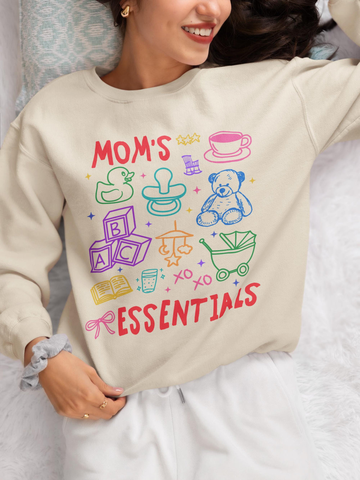 Cute Mama Doodle Shirt Mom39s Essentials Colorful 90s Aesthetic Mother39s Day Sweatshirt with Flowers New Mama Present for Sister or Friend Sweatshirt – Premium Graphic · Top Pick For Any Outfit