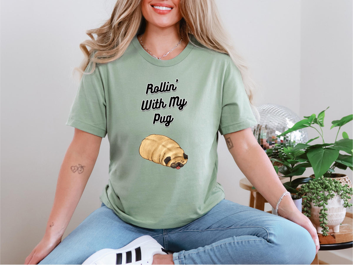 Rollin With My Pug Shirt Funny Pug Owner Lover Shirt Pug Mama Shirt Pug Mom Shirt Pug Dad Gift Pug Shirt Pug Owner Pullover Cute Pug Graphic Tee – Premium Graphic · Must-Have Style