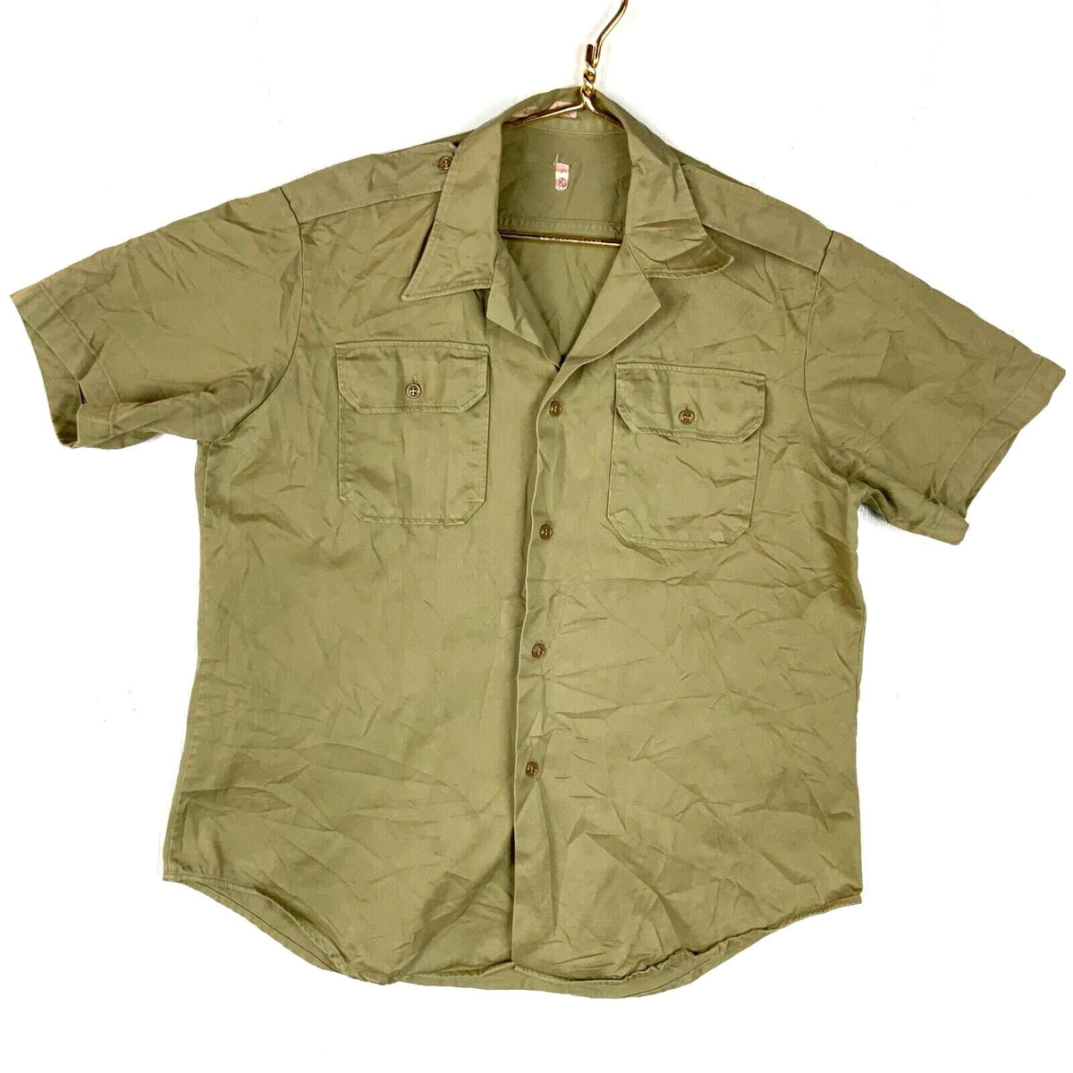 Vintage US Army Khaki Button Up Shirt Large Brown Short Sleeve Vietnam Era Graphic Tee – Premium Graphic · Perfect For Daily Wear