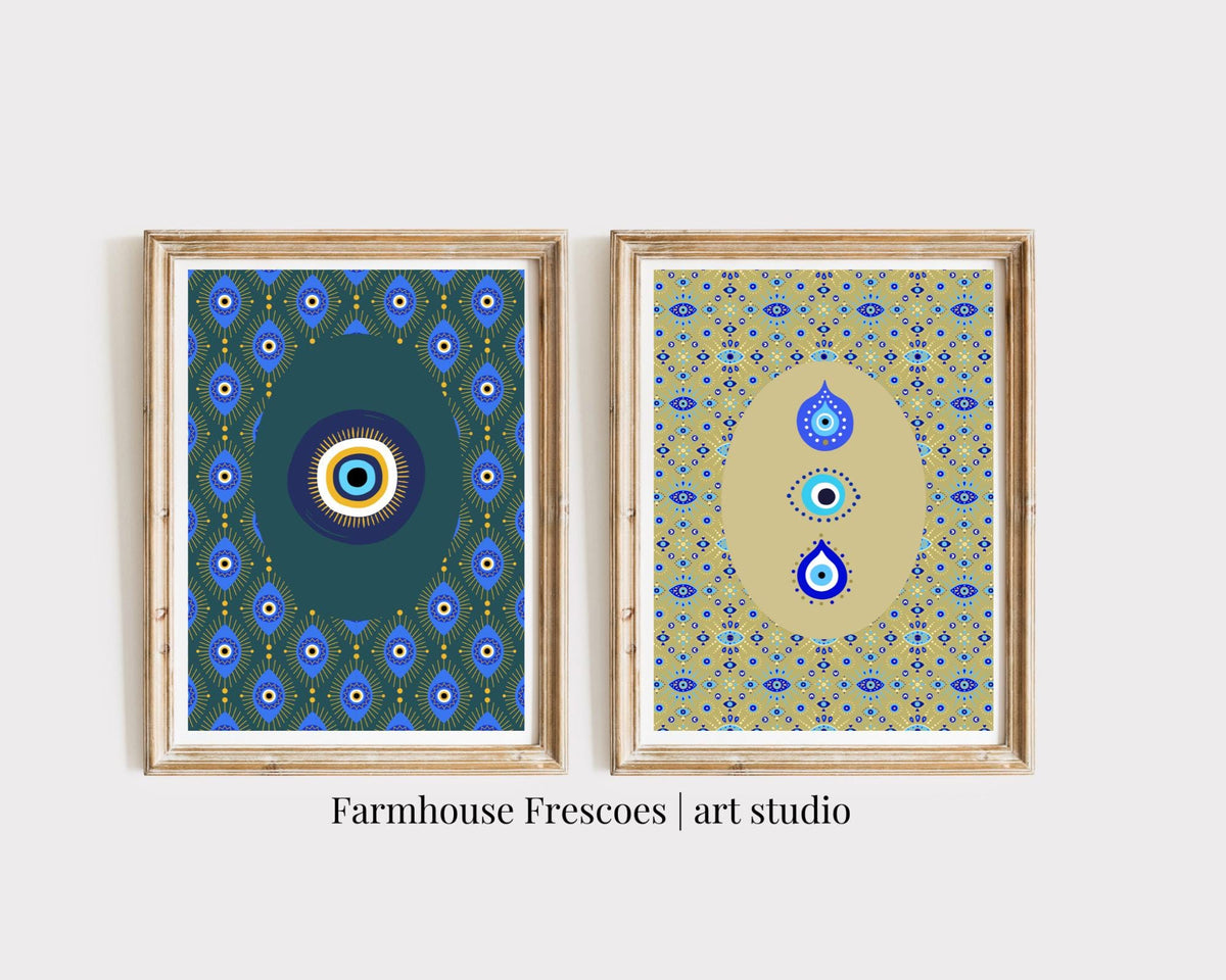 Printable Evil Eye Wall Art Set of 2 Evil Eye Art Prints Nazar Poster Al Ayn Spiritual Wall Art Turkish Evil Eye Mystical Bedroom Art Graphic Tee – Fan Favorite · Perfect For Daily Wear