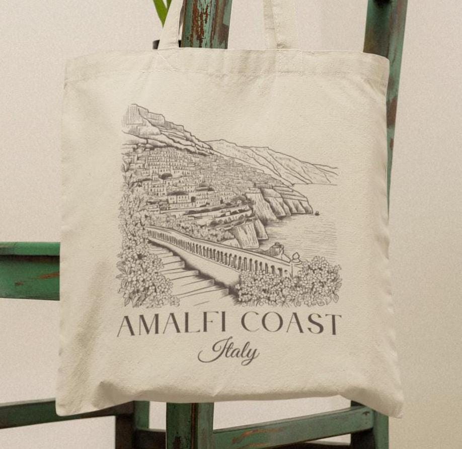Amalfi Coast Italy Tote Bag Gift Bachelorette Bridal Womens Carryall Large Tote Bag – Fan Favorite · Top Pick For Any Outfit
