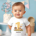 1st Birthday Jungle Animal Vest Cake Smash Baby Grow Tee Shirt Custom Name Personalised Gift Outfit First Birthday Top Wild Dino One 1097 Graphic Tee – Feel-Good Design · Perfect For Daily Wear