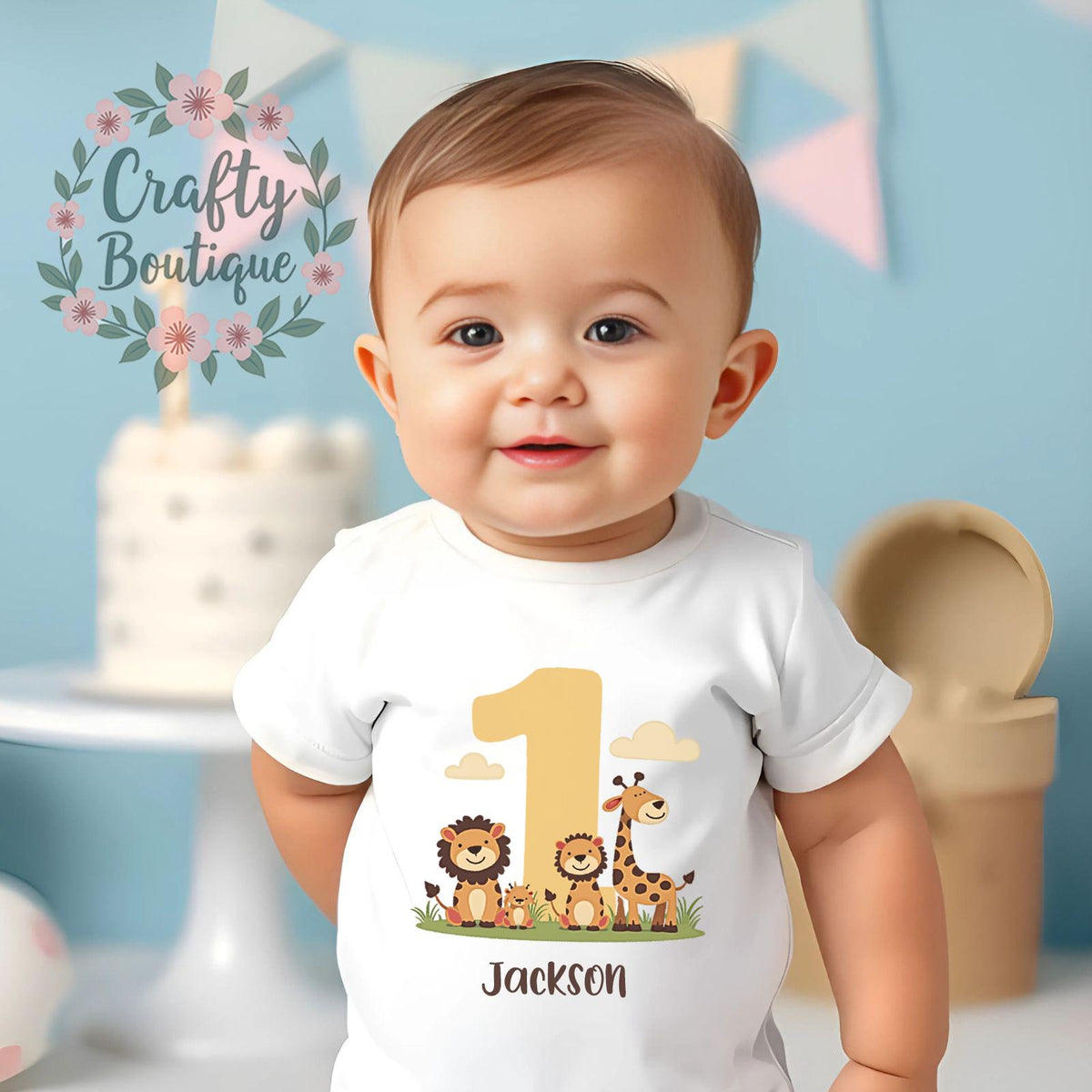 1st Birthday Jungle Animal Vest Cake Smash Baby Grow Tee Shirt Custom Name Personalised Gift Outfit First Birthday Top Wild Dino One 1097 Graphic Tee – Feel-Good Design · Perfect For Daily Wear