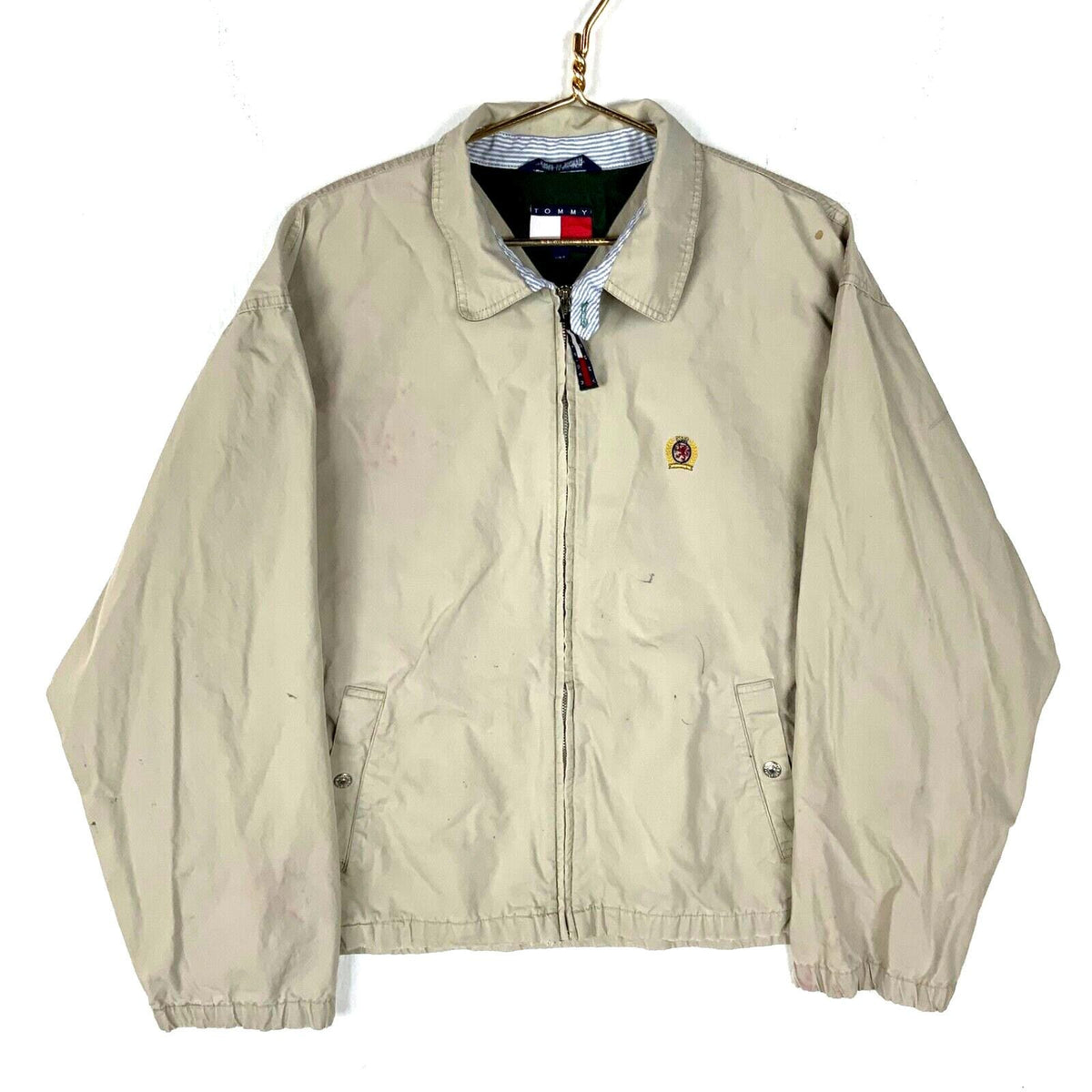 Vintage Tommy Hilfiger Harrington Jacket Large Beige Full Zip 90s Graphic Tee – Soft Feel · Must-Have Style