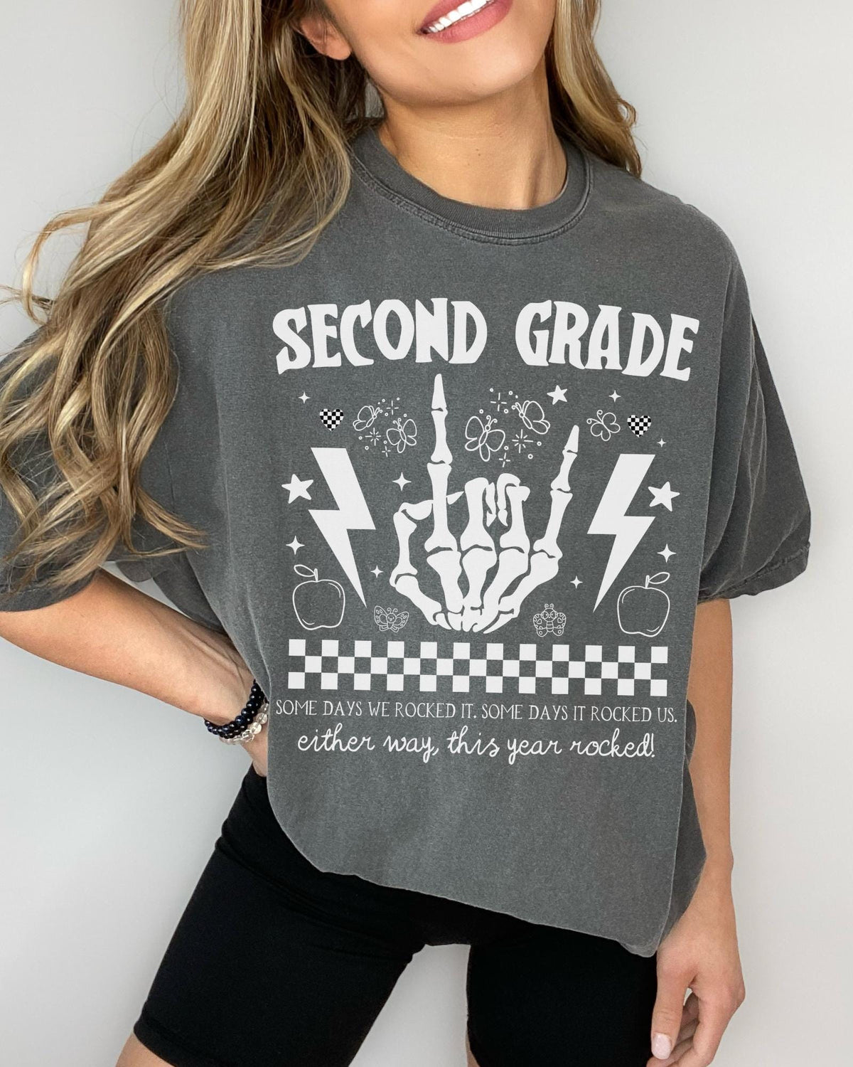 Last Day of School Second Grade Shirt This Year Rocked Cute Rocker Skeleton Shirt Second Grade Crew Teaching Assistant Class Dismissed Graphic Tee – Fan Favorite · Must-Have Style