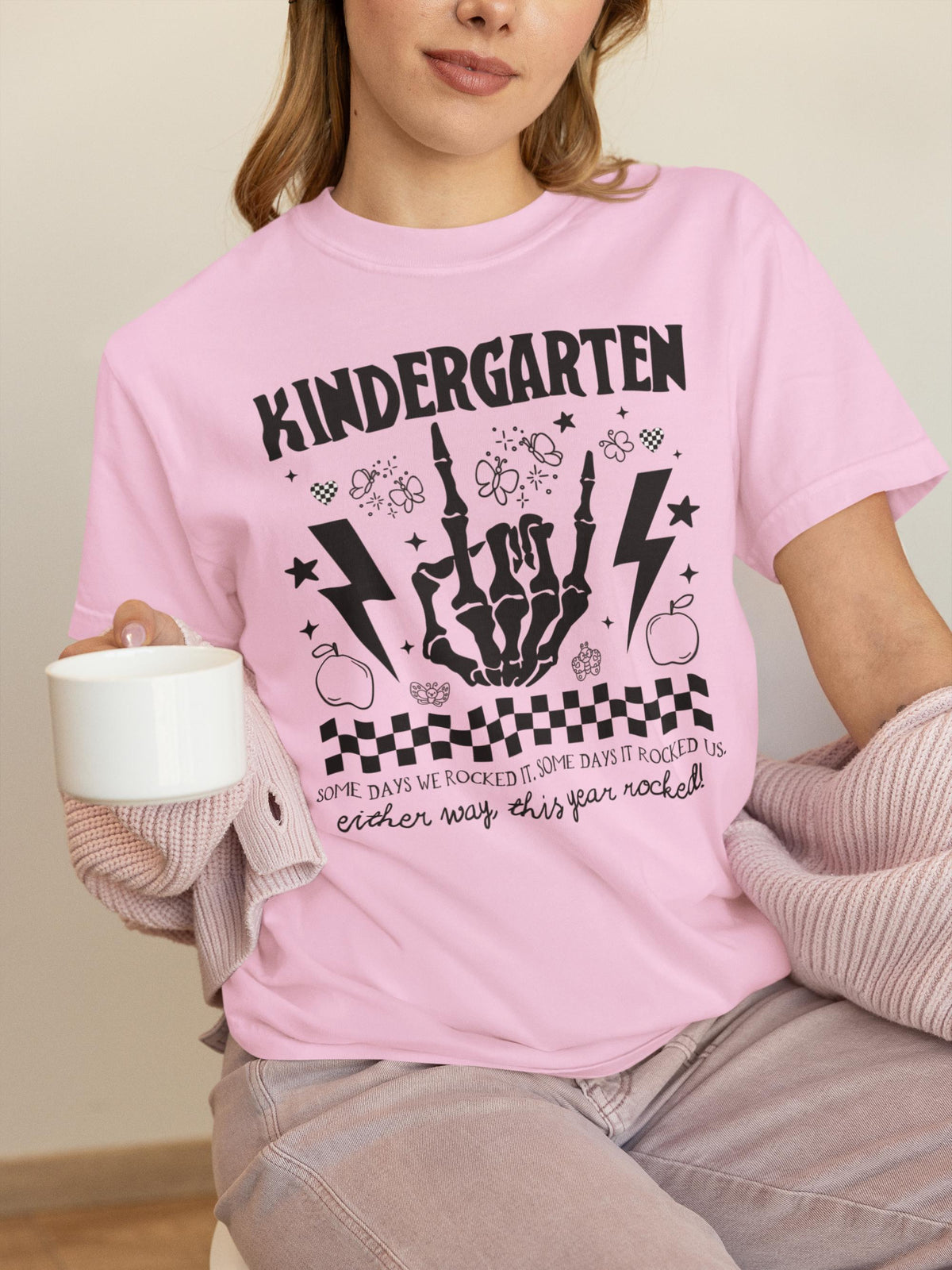 Kindergarten Last Day of School TShirt This Year Rocked Cute Rocker Skeleton Shirt Kindergarten Crew Teaching Assistant Class Dismissed Graphic Tee – Aesthetic Look · Perfect For Daily Wear