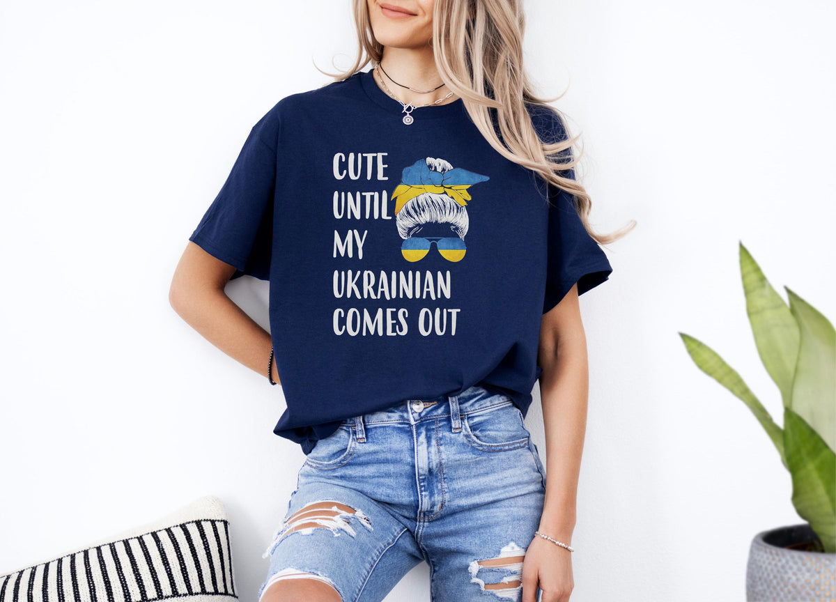 Ukraine Graphic Shirt Ukraine Support Outfit Ukraine Trident Shirt Ukraine Flag Colors T Shirt Cute Until My Ukrainian Comes Out Tee Graphic Tee – Easygoing Wear · High-Quality Print
