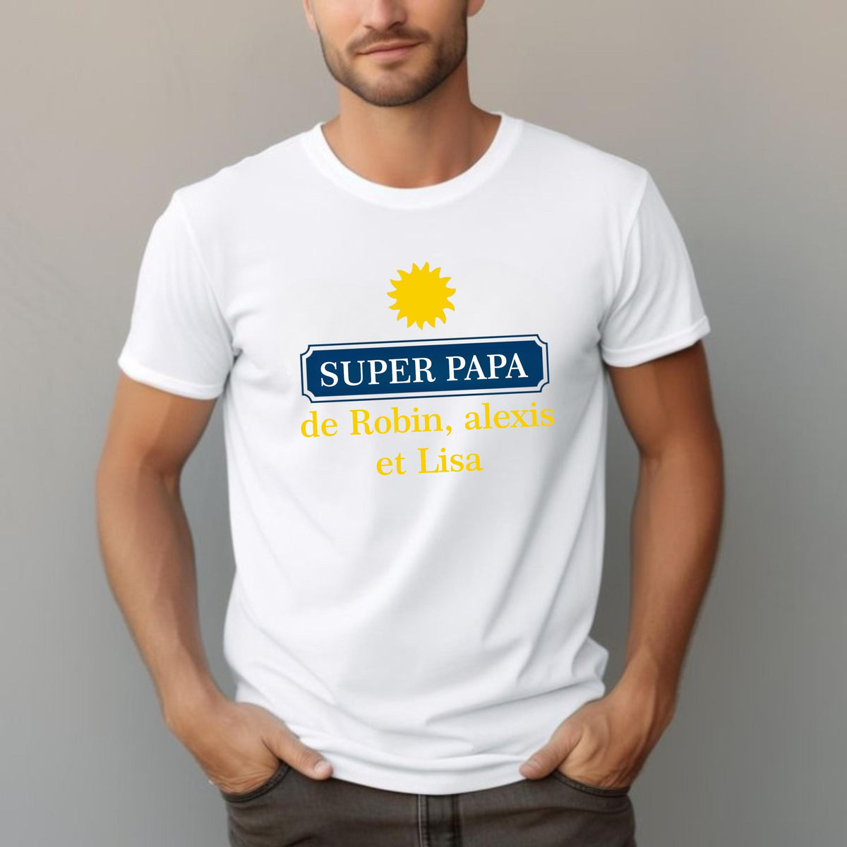 T Shirt Personnalis quotSuper Papy Papa Tonton Parrainquot cadeau personnalis ftes des pre cadeau parrain anniversaire papy tonton Graphic Tee – Everyday Comfort · Perfect For Daily Wear
