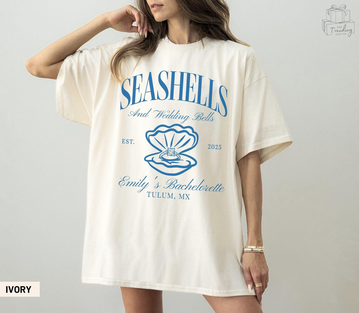 Custom Beach Bachelorette Shirt Coastal Bach Tshirt Seashells and Wedding Bells Personalized Bridal Party Girls Trip Comfort Colors Tees Graphic Tee – Warm & Stylish · Must-Have Style