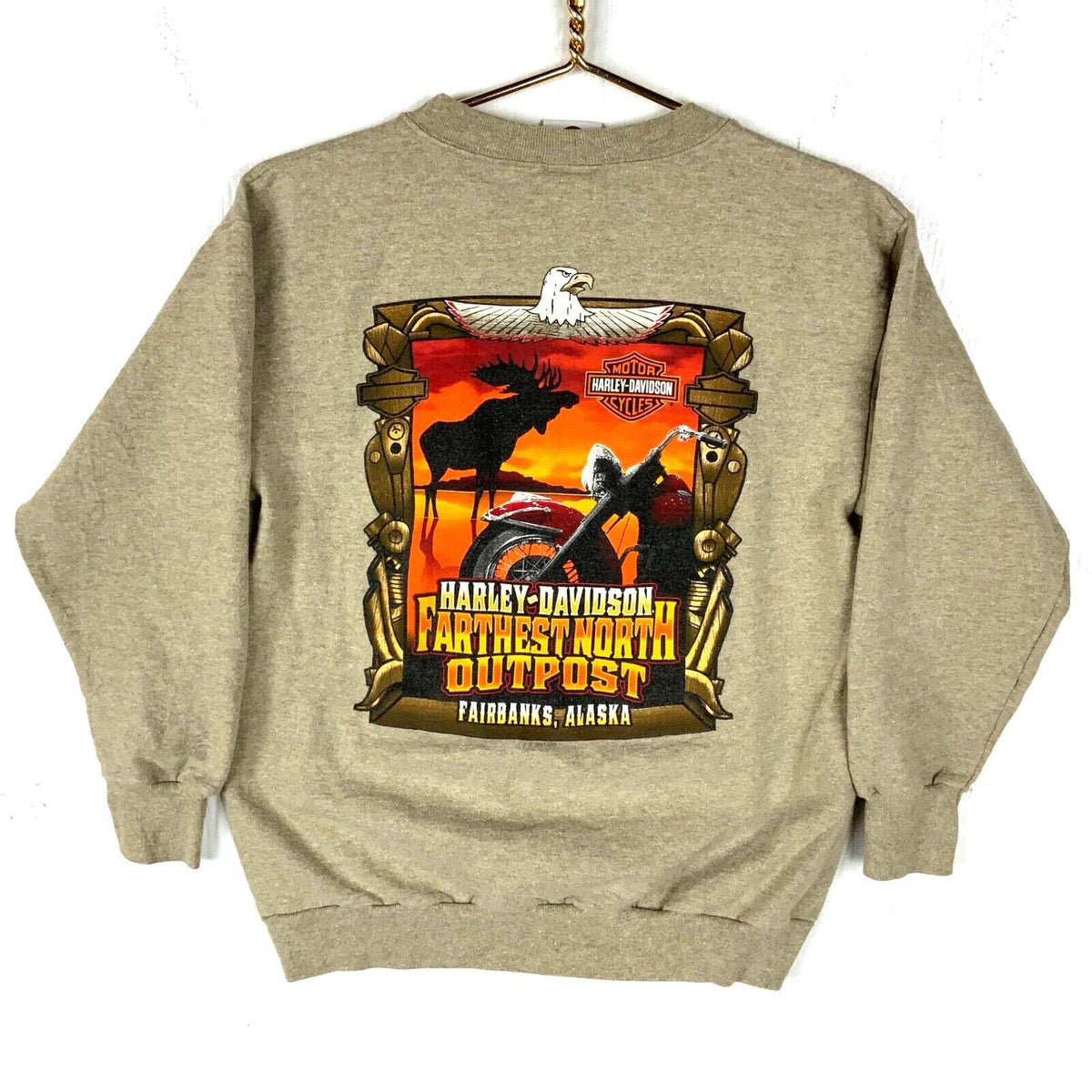 Harley Davidson Sweatshirt Crewneck Small Made In Usa Y2K Wild And Free Alaska Sweatshirt – Fan Favorite · Top Pick For Any Outfit