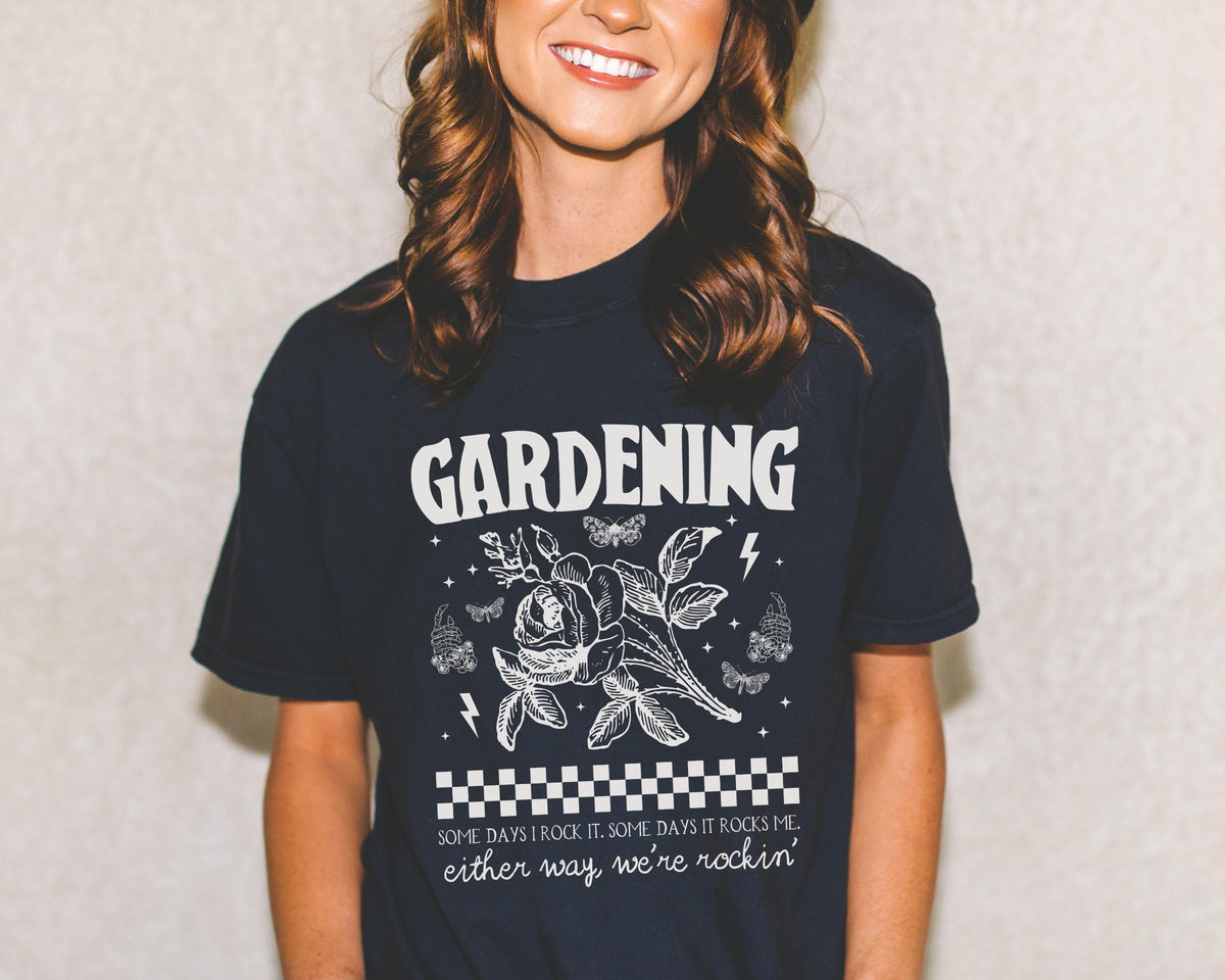 Funny Gardening Tee Shirt for Mom Who Loves Gardening Cute Rocker Grunge Aesthetic TShirt with Rose Funny Saying Flower Farmer Tee Shirt Graphic Tee – Easygoing Wear · Top Pick For Any Outfit