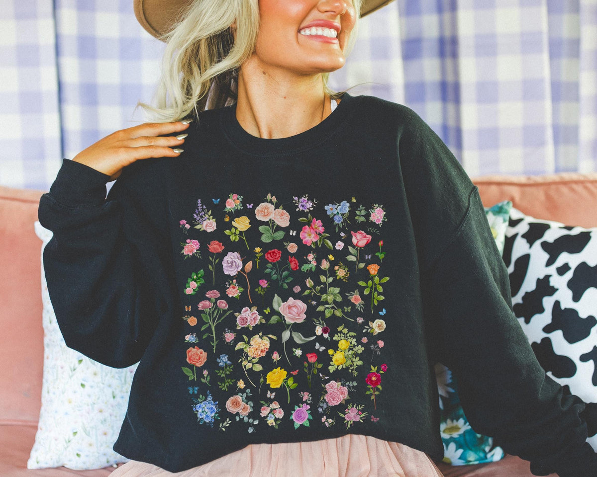 Rose Flower Sweatshirt Mom Who Loves Flowers June Birth Month Gift Mother39s Day Cute Birthday Present Florist or Daughter who Gardens Sweatshirt – Easygoing Wear · Trending Graphic Apparel