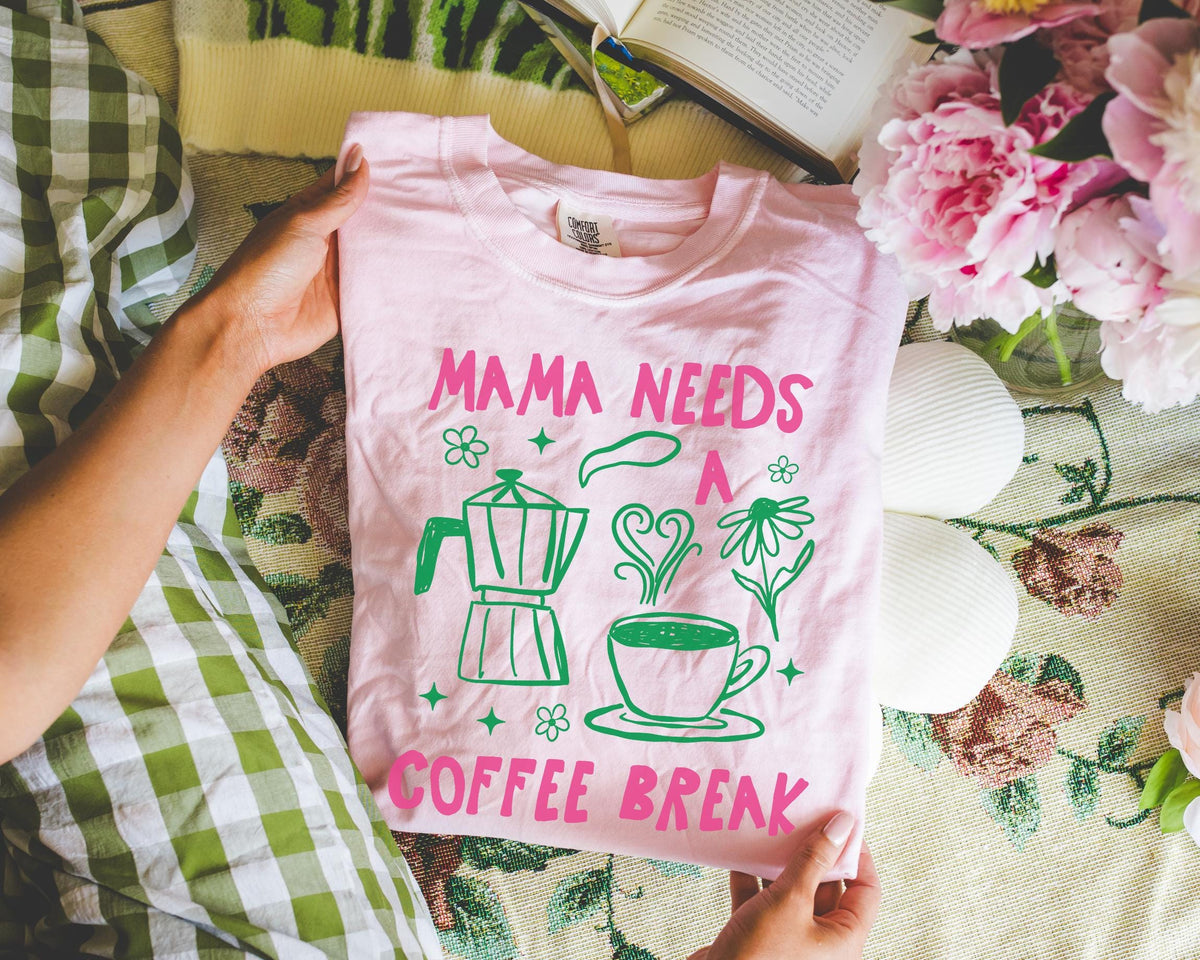 Mama Coffee Lover Tee Shirt for Mom Who Loves Coffee Funny Saying New Mama TShirt for Pregnant Friend Cute Mom Friend Birthday Present Graphic Tee – Everyday Comfort · Perfect For Daily Wear