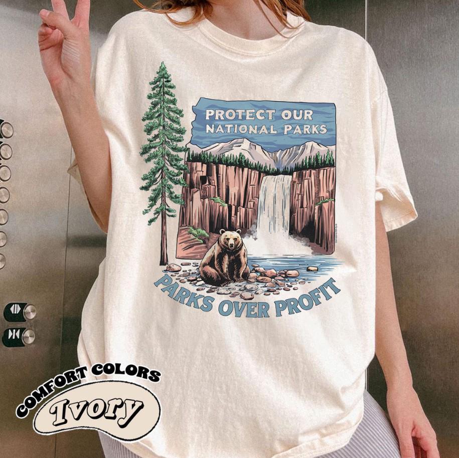 Protect Our National Parks Parks Over Profit Vintage Shirt Indie Camping Granola Girl Retro Shirt National Park T Shirt Graphic Tee – Fan Favorite · Must-Have Style