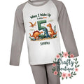 5th Birthday PJs When I Wake Up I Will Be Five Dinosaur Pajamas Fifth Birthday Gift Personalised Name Nightwear Dino Theme Roar 1216 Graphic Tee – Everyday Comfort · Top Pick For Any Outfit