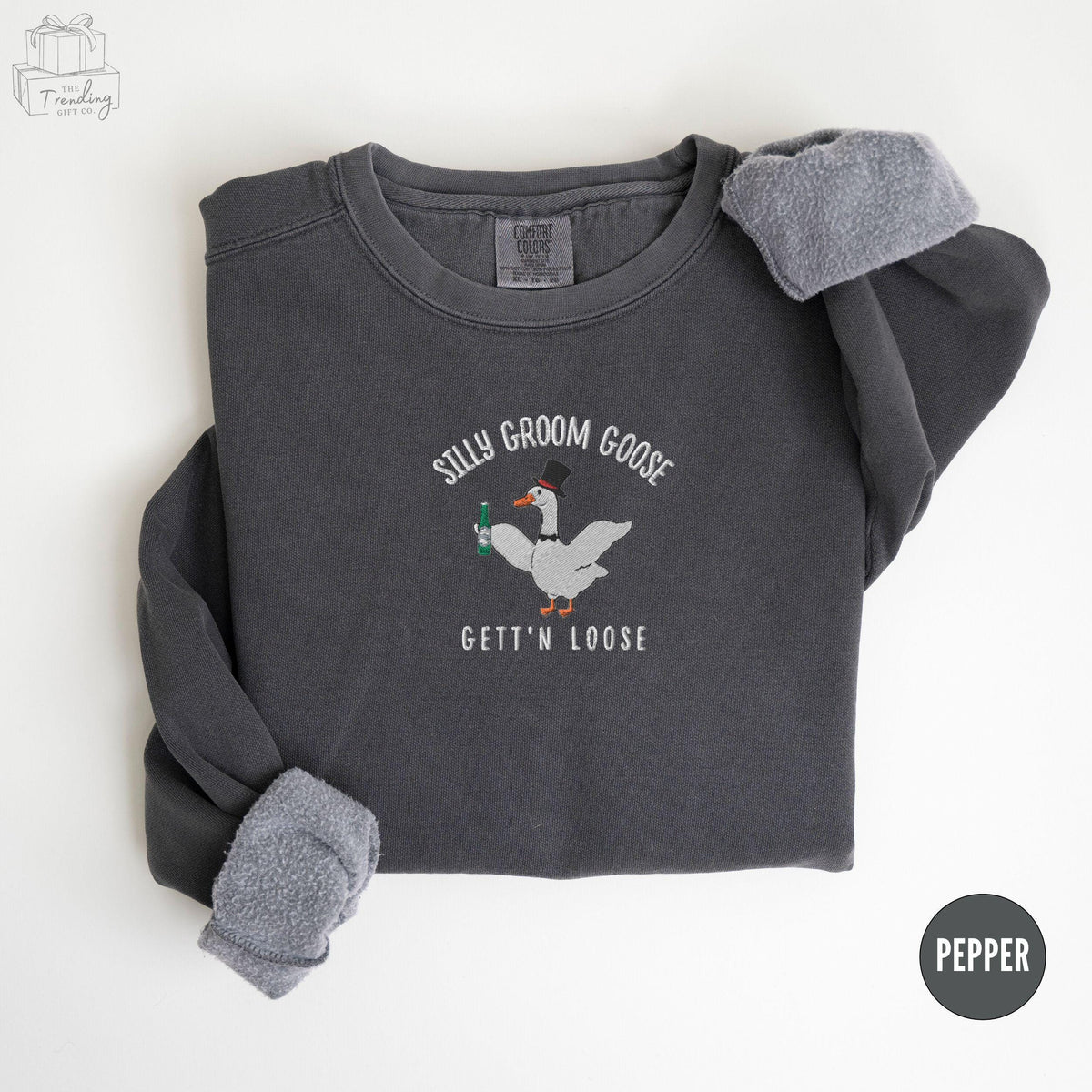 Comfort Colors Embroidered Silly Goose Groom Sweatshirt Bachelor Party Shirts Fiance Wedding Gift Matching Couple Crewneck Newlywed Gift Sweatshirt – Warm & Stylish · Must-Have Style