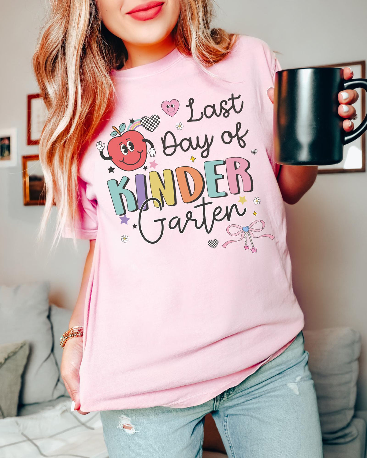 Last Day of Kindergarten TShirt for Kindergarten Teacher Teaching Assistant Cute Retro Aesthetic End of School Year Matching Teacher Shirt Graphic Tee – Soft Feel · Must-Have Style