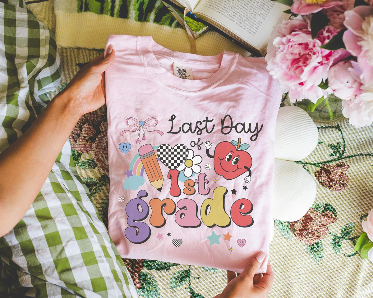 Last Day of First Grade TShirt for First Grade Teacher Teaching Assistant Cute Retro Aesthetic End of School Year Matching Teacher Shirt Graphic Tee – Soft Feel · Must-Have Style