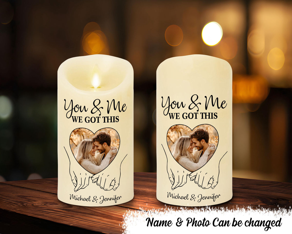 Engagement Personalized Gift Led Candle You And Me We Got This Custom Couples Gift Decor Gift For Her Birthday Wedding Anniversary Gift Graphic Tee – Bold Style · Trending Graphic Apparel