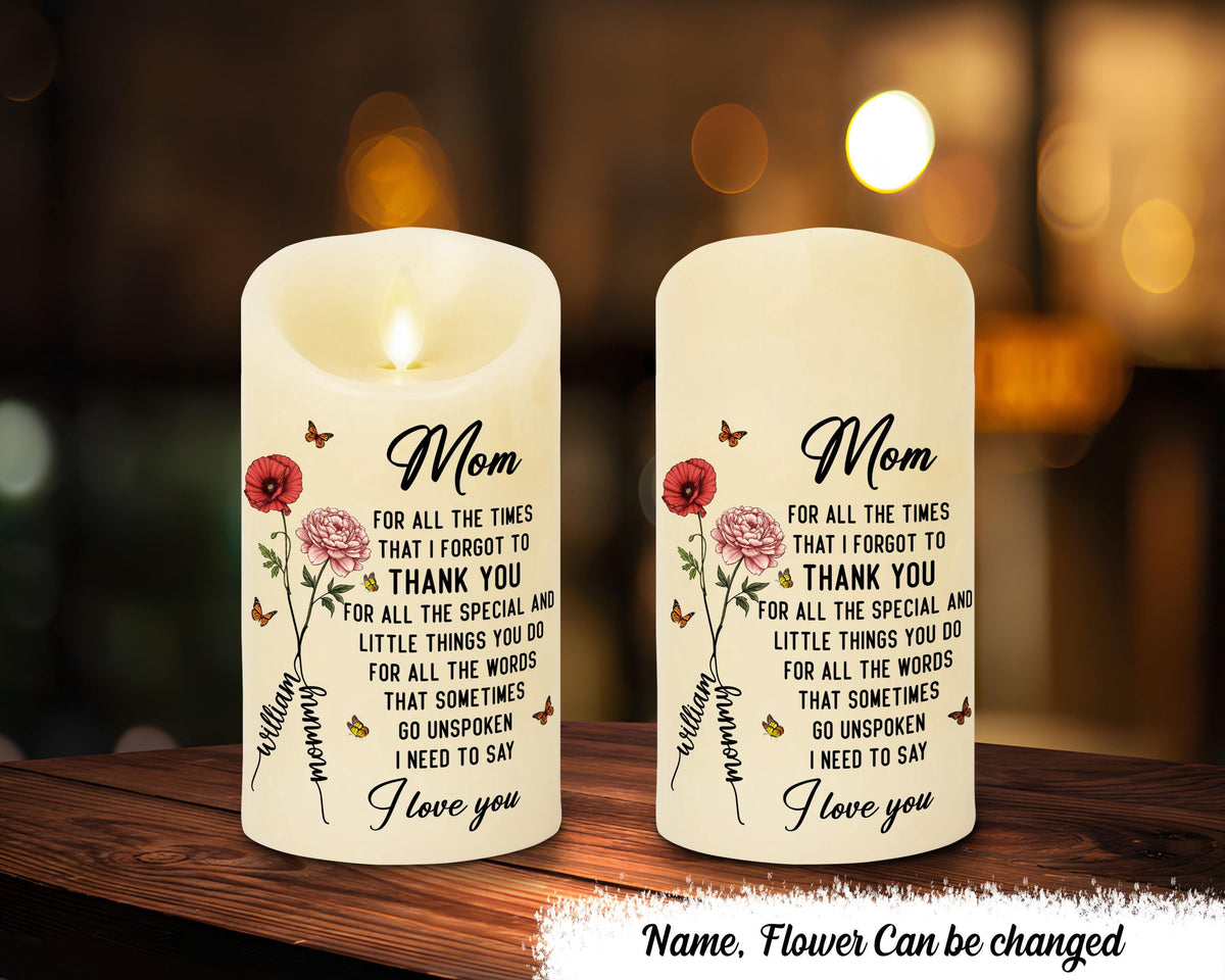 Sentimental Poem Gift For Mother Custom Thank You Mom Gift Personalized Birth Flower Led Candle Mothers Day Gift From Daughter Or Son Graphic Tee – Soft Feel · Must-Have Style