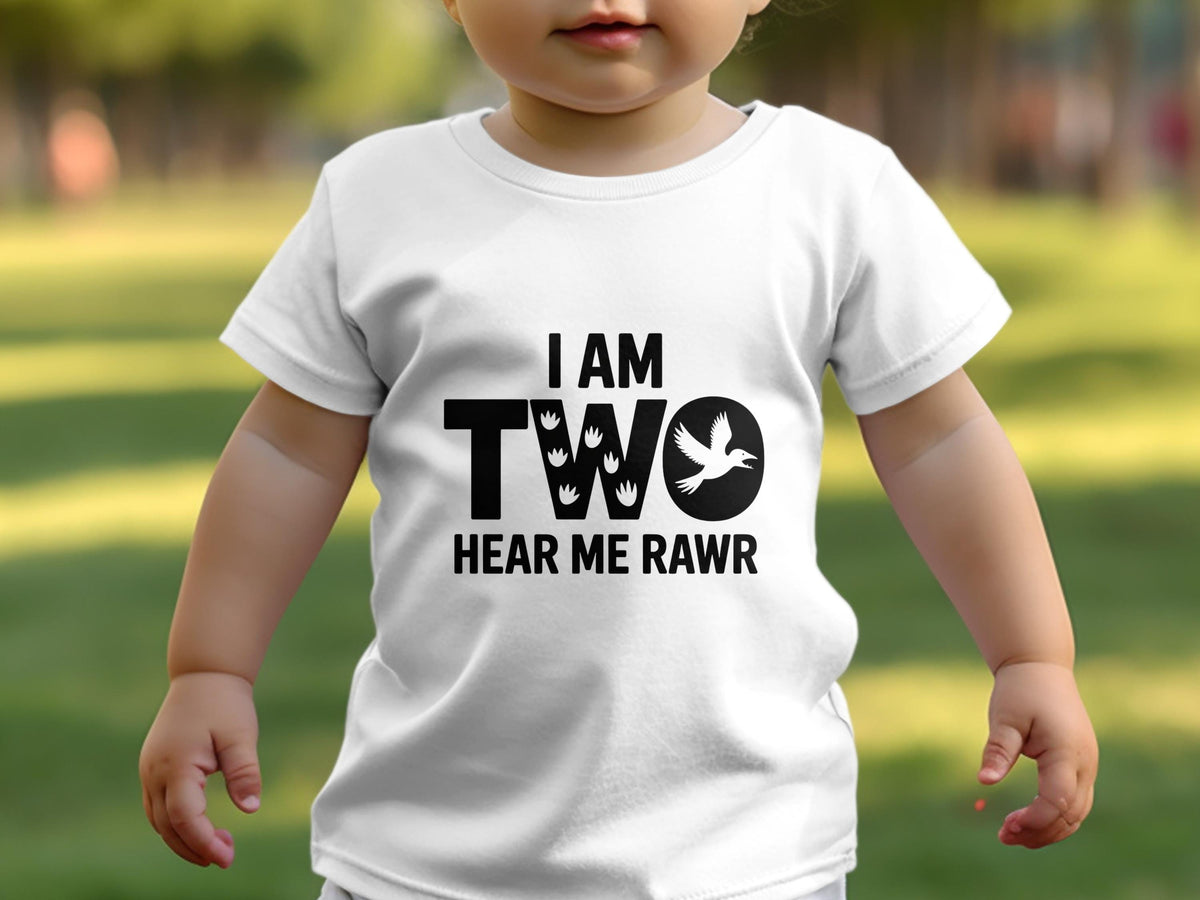 Boys 2nd Birthday TShirt I Am Two Hear Me Rawr White Boys Birthday Shirt Dinosaur Themed Second Birthday Outfit Graphic Tee – Fan Favorite · High-Quality Print