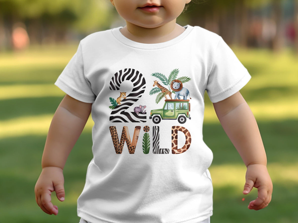Boys 2nd Birthday T Shirt White Safari Animal Themed Second Birthday Shirt 2 Wild Adventure Birthday Tee Graphic Tee – Easygoing Wear · Trending Graphic Apparel