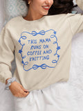 Coffee and Knitting Mother39s Day Sweatshirt with Bows and Flowers Present for Mom Who Loves Knitting Cute Knitting Lover Shirt with Ribbon Sweatshirt – Easygoing Wear · Top Pick For Any Outfit