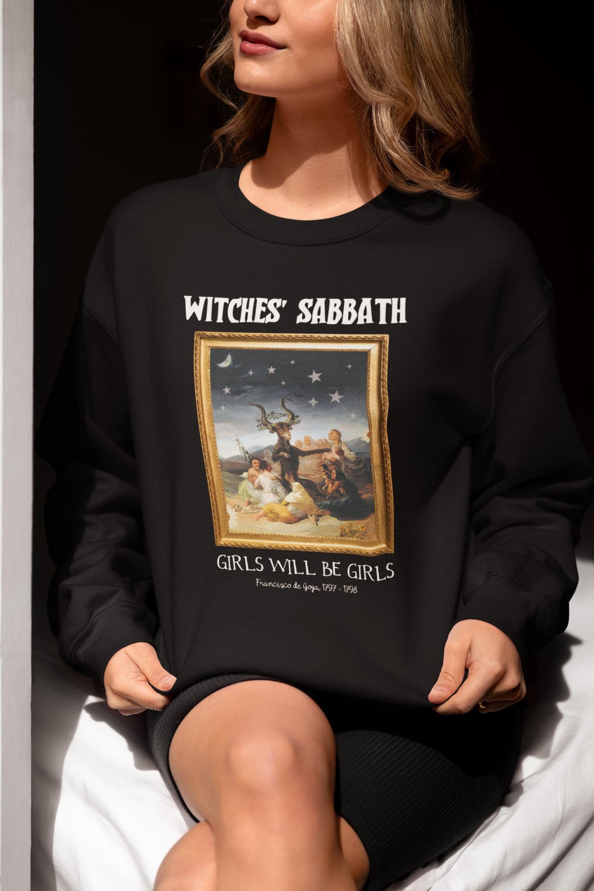 Witches39 Sabbath by Francisco de Goya Sweatshirt Witchy Art History Romanticism Art Movement 18th Century Artwork Humanites Major Gift Sweatshirt – Warm & Stylish · Perfect For Daily Wear
