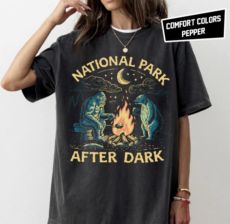 National Park After Dark Funny T shirt Protect Our National Parks Buffalo Shirt Parks Over Profit Granola Girl Shirt Graphic Tee – Warm & Stylish · High-Quality Print