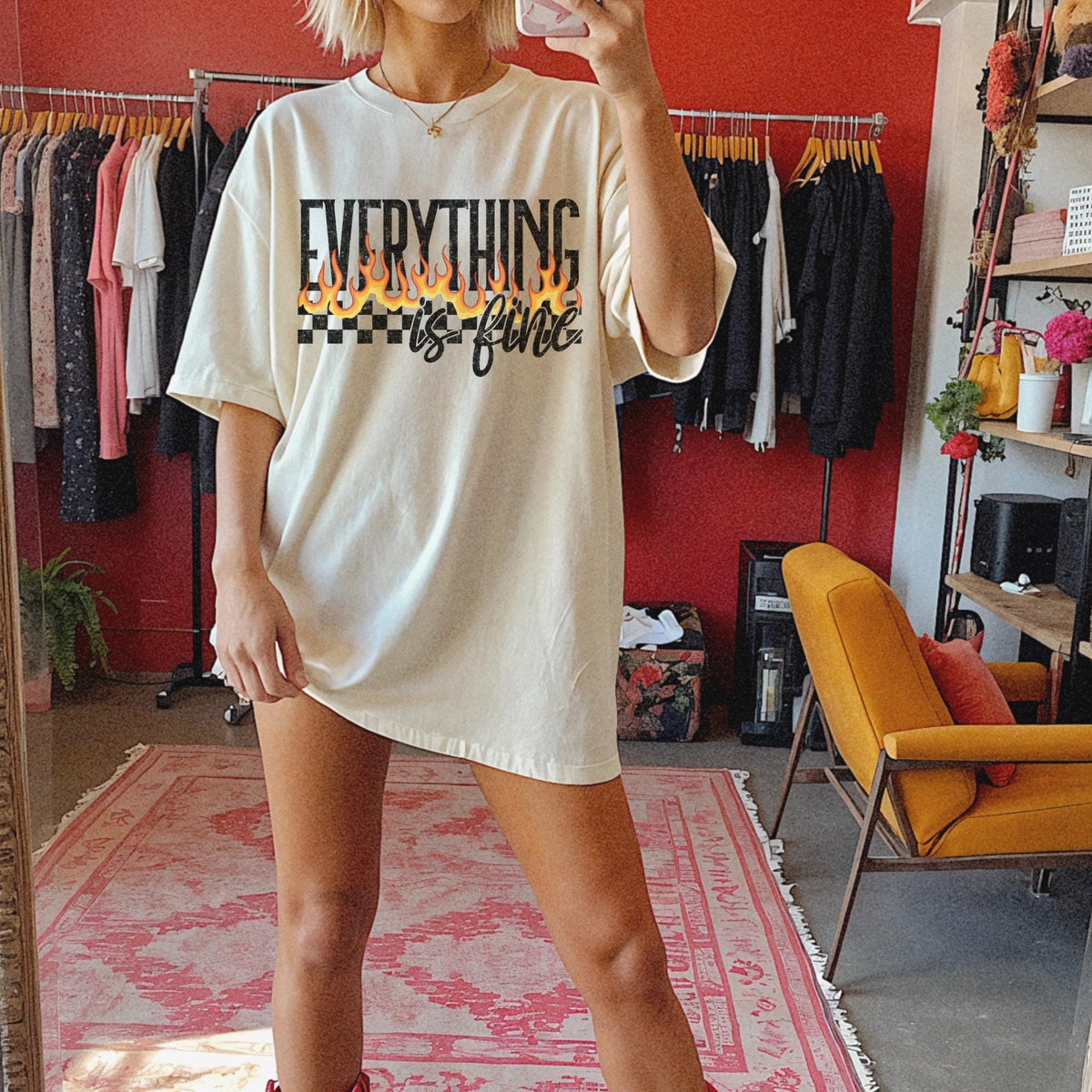 Everything is Fine Shirt Retro Grunge Shirt Sarcastic Shirt Oversized Graphic Tee Festival Shirt Trendy Tee Rebel Tee Graphic Tee – Aesthetic Look · Top Pick For Any Outfit