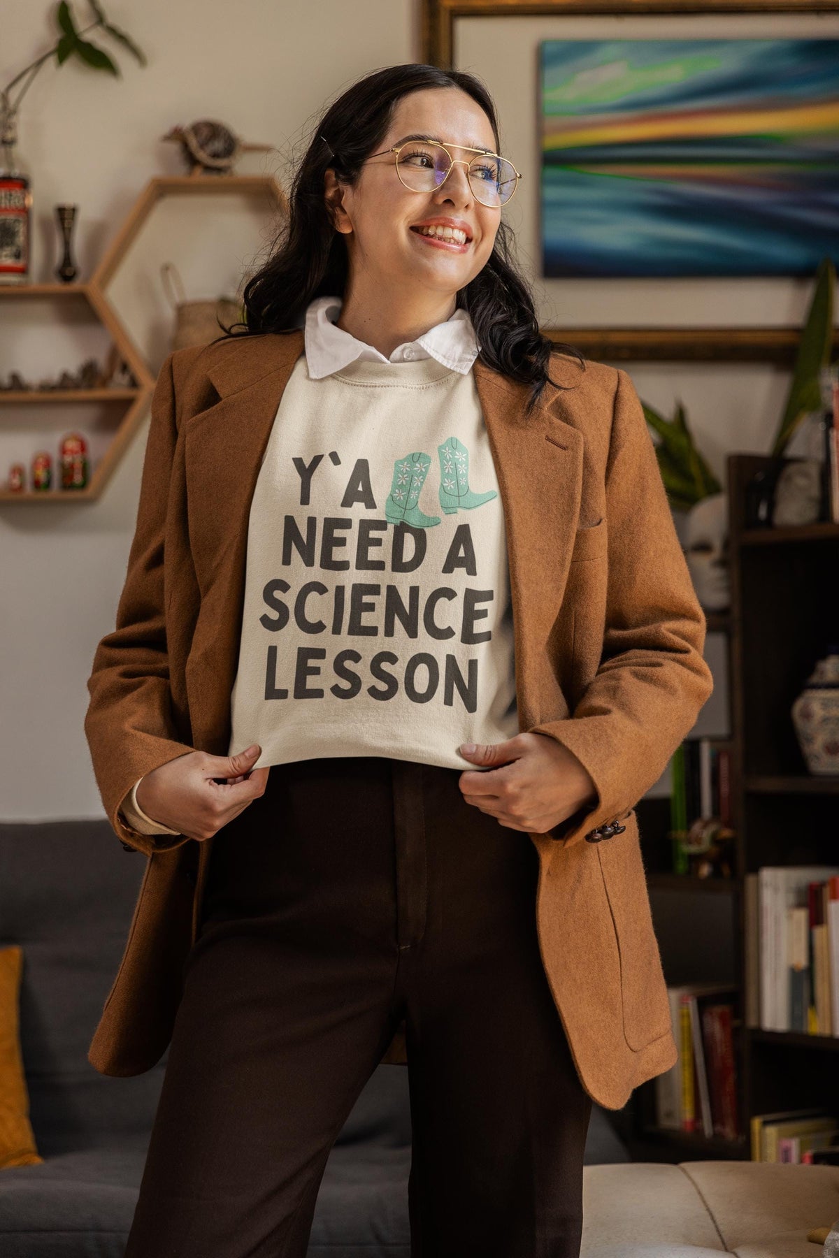 Science Teacher Sweatshirt Groovy Western Vibe Y39all Need a Science Lesson Environmental Science Teacher Geology or Physics Professor Sweatshirt – Premium Graphic · Must-Have Style
